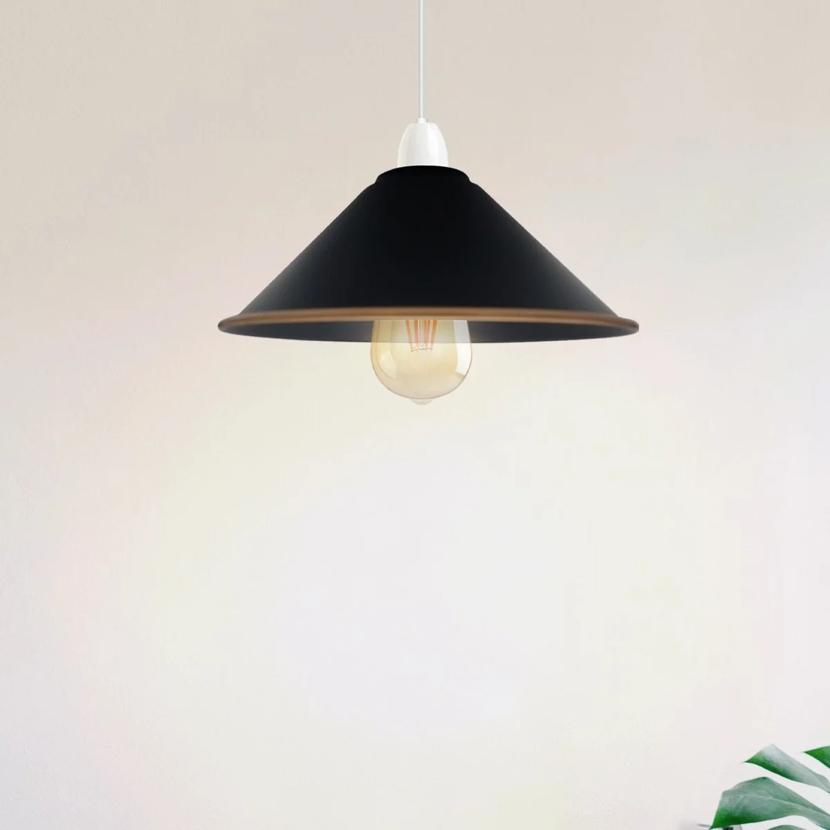 Retro style 22cm metal cone ceiling lampshade in silver with easy fit design, shown from side angle against white background