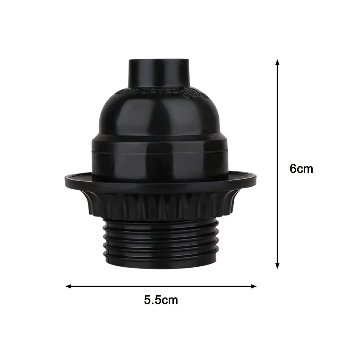 Black Bakelite vintage lamp holder with ring, E27 screw fitting, matte finish, designed for industrial style lighting