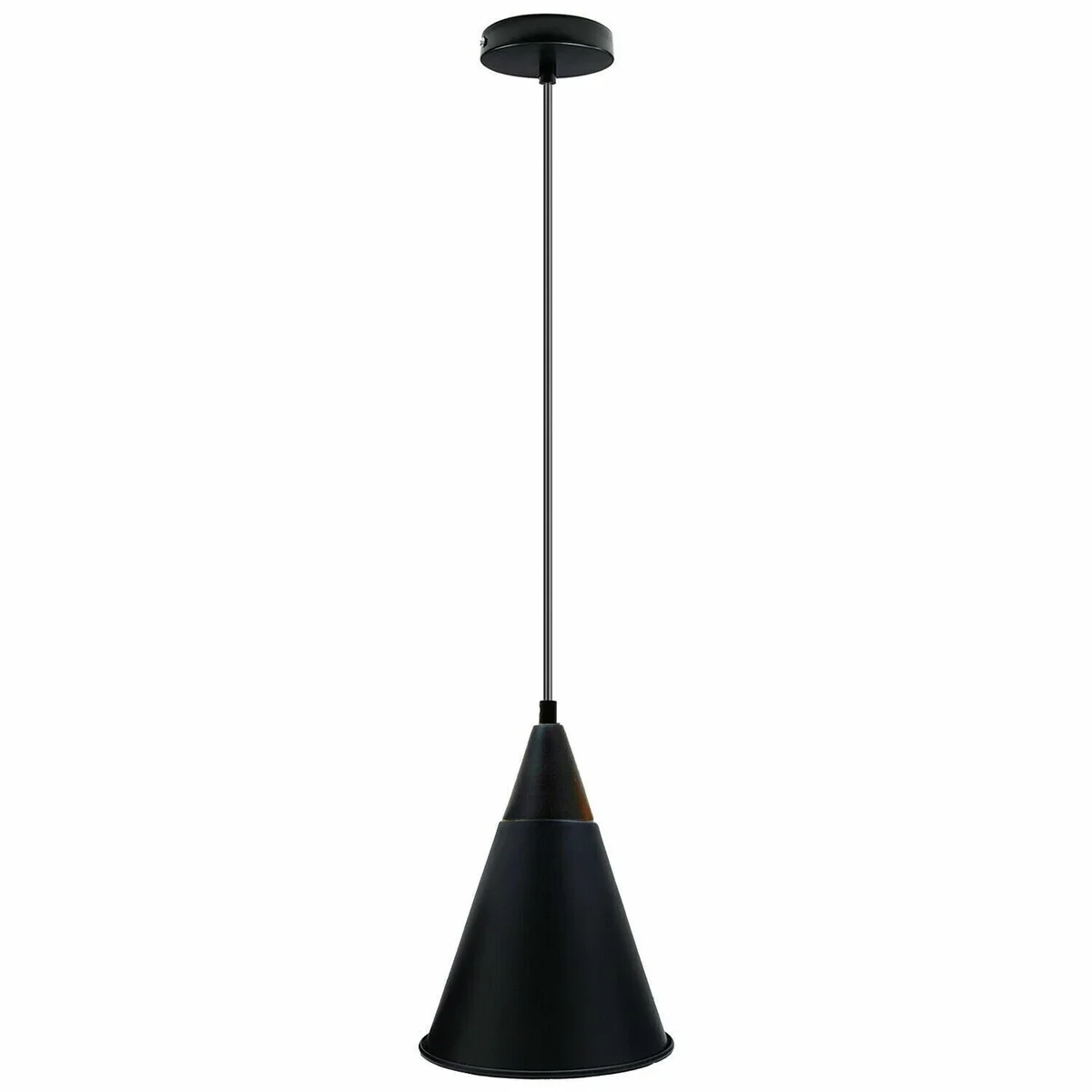 Black and brushed copper vintage style ceiling light hanging pendant with metal lampshade and adjustable wire