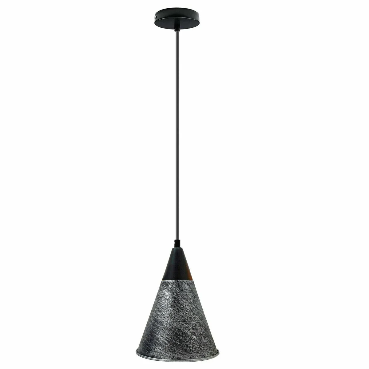 Vintage pendant ceiling light in rustic red metal with adjustable black wire, showcasing industrial vintage style design