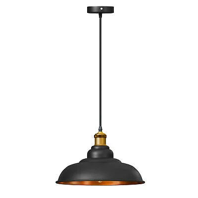 Black gold ceiling pendant with industrial black exterior and gold interior, easy fit retro style, single light downlight design