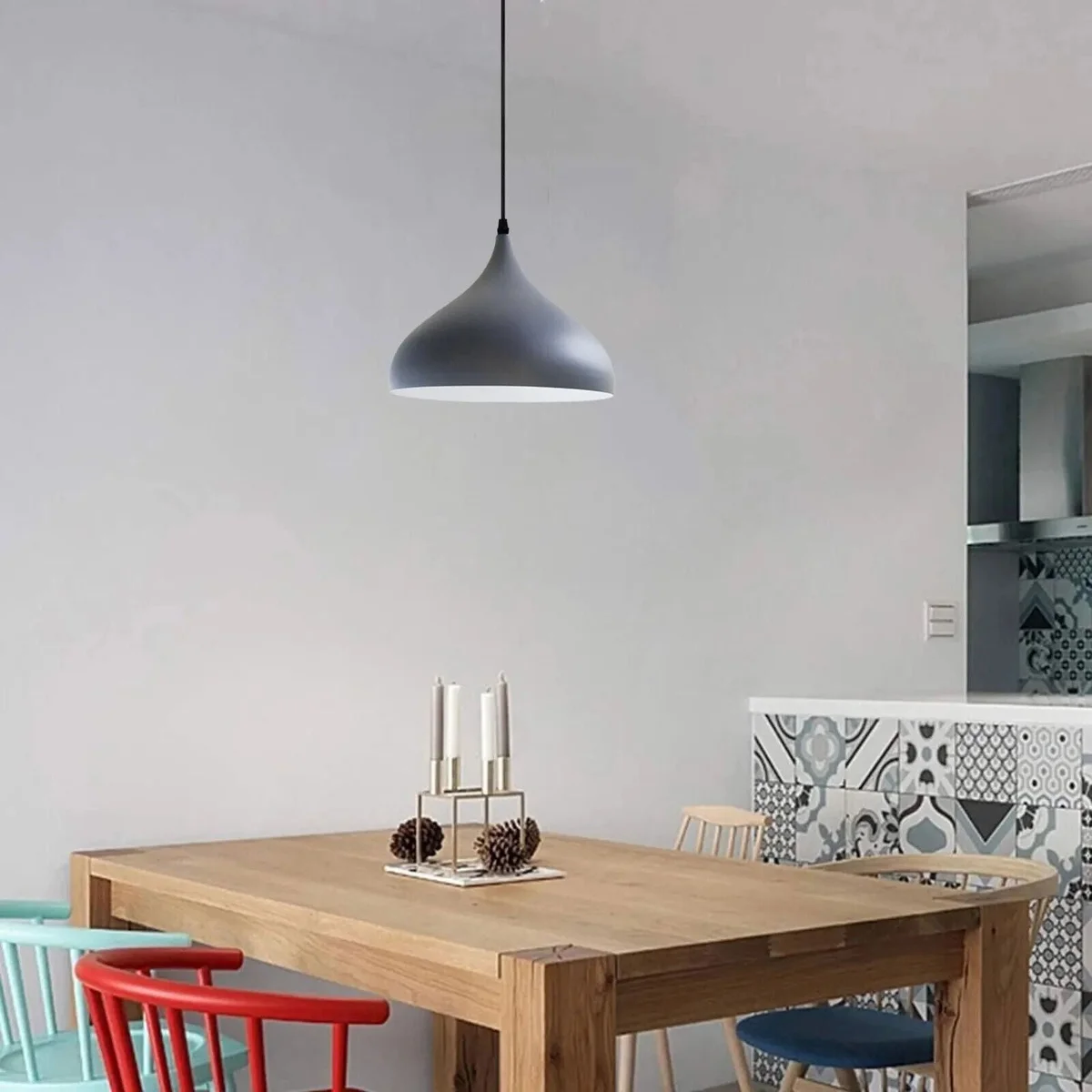 Retro pendant ceiling light in burgundy metal with a 95cm PVC cable and round ceiling plate, vintage style design