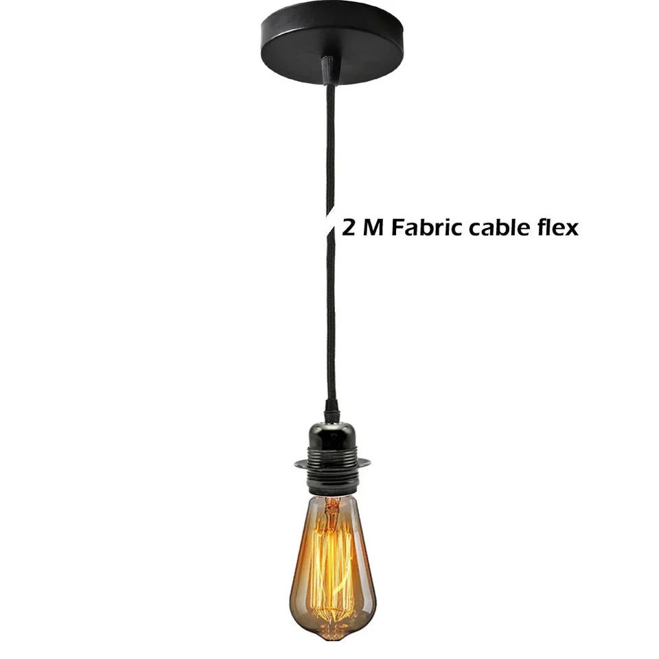 Two black pendant light kits with adjustable 1.95m cables and E27 fittings displayed on a white background