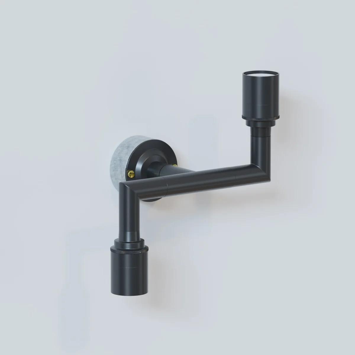 Black industrial 2-way conduit light with dual E27 fittings and exposed filament bulbs on a wall mount