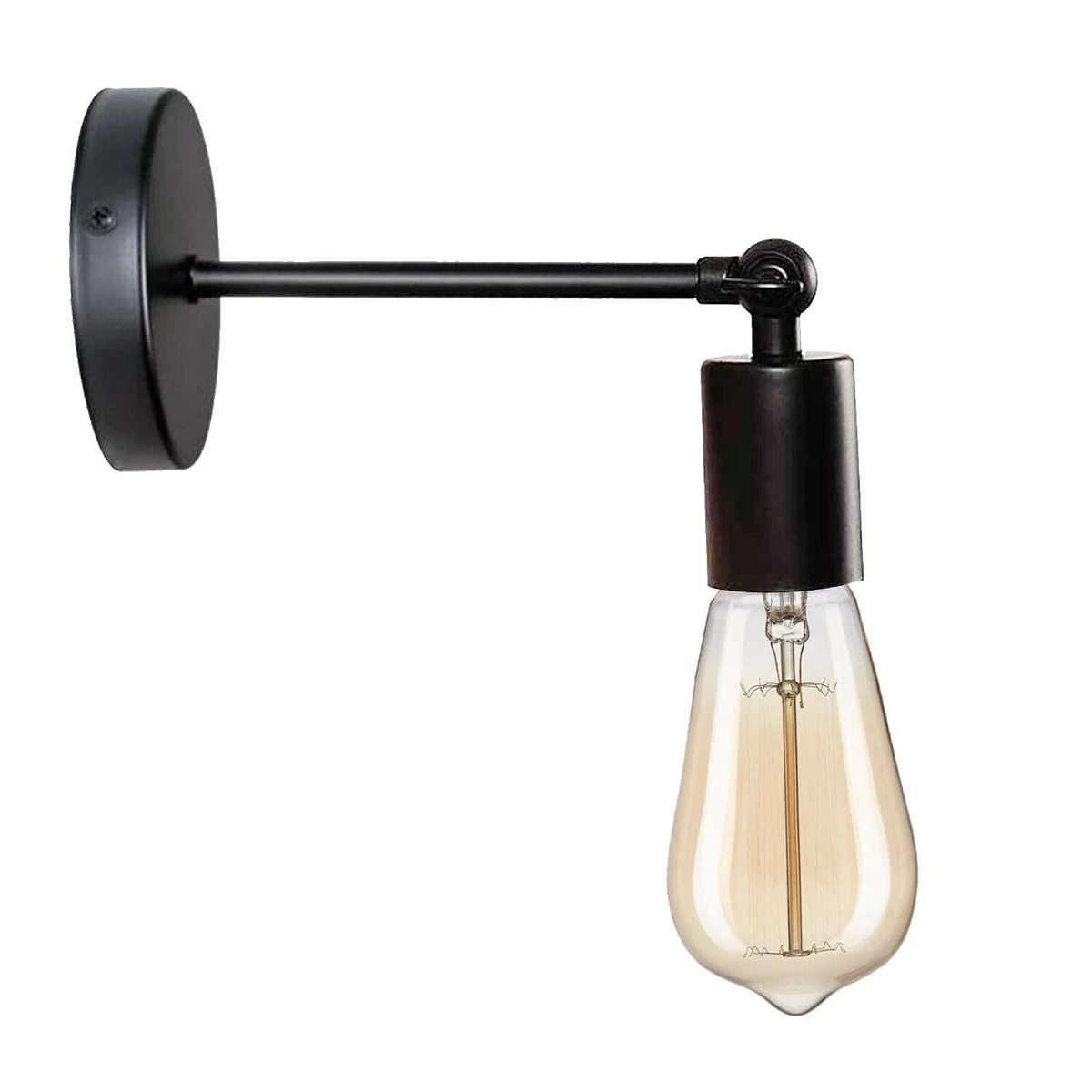 Industrial retro metal wall lamp with adjustable iron cage shade, suitable for E27 bulb, shown mounted on wall