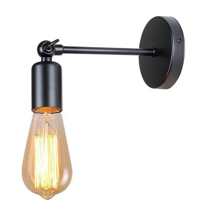 E27 wall light industrial retro iron metal sconce with adjustable cage design mounted on a wall
