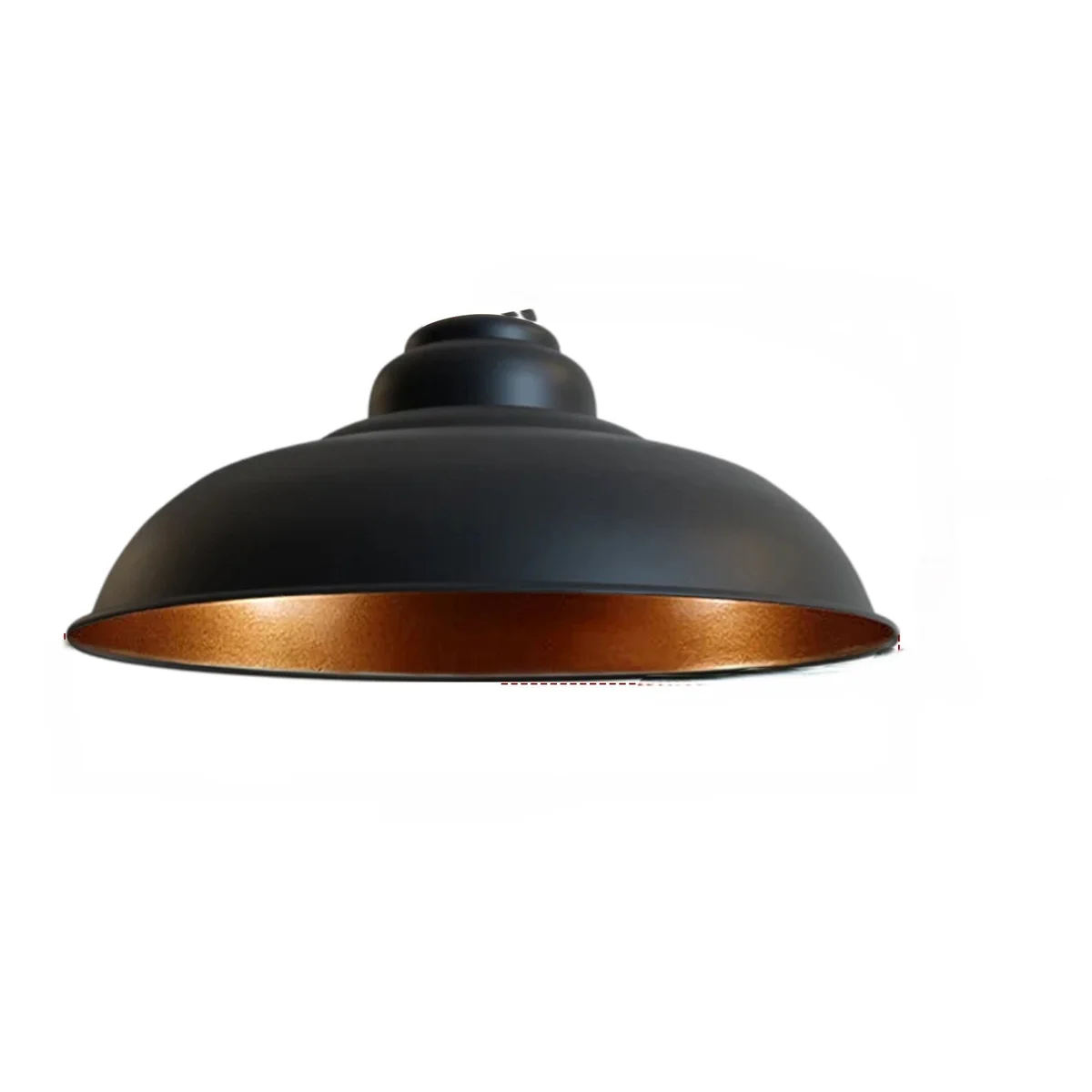 Black and gold dome-shaped industrial pendant lamp shade with E27 fitting, vintage metal design for indoor lighting
