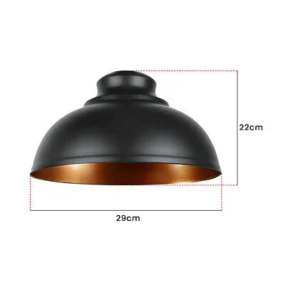 Black gold vintage industrial pendant lamp shade with dome shape, metal construction, E27 bulb fitting, indoor use