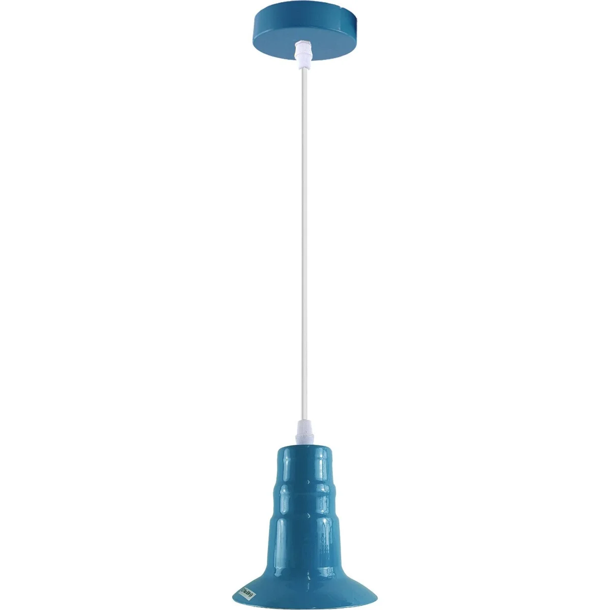 Green vintage industrial E27 ceiling light fitting pendant lamp with metal holder and 95cm PVC wire hanging from ceiling plate