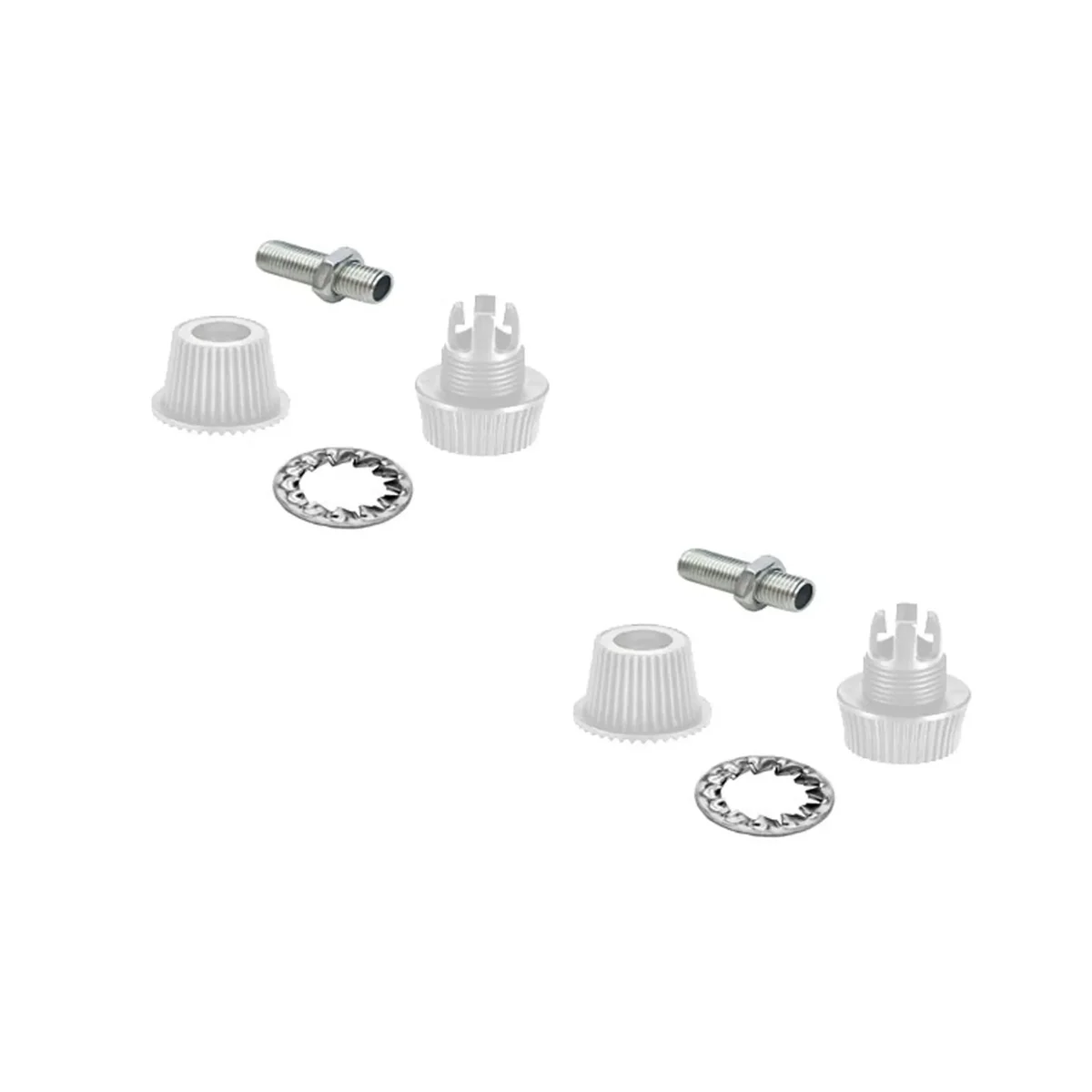 Silver metal ceiling plate bracket with mounting hardware including screws, nuts, wall plugs, and earth lead accessories