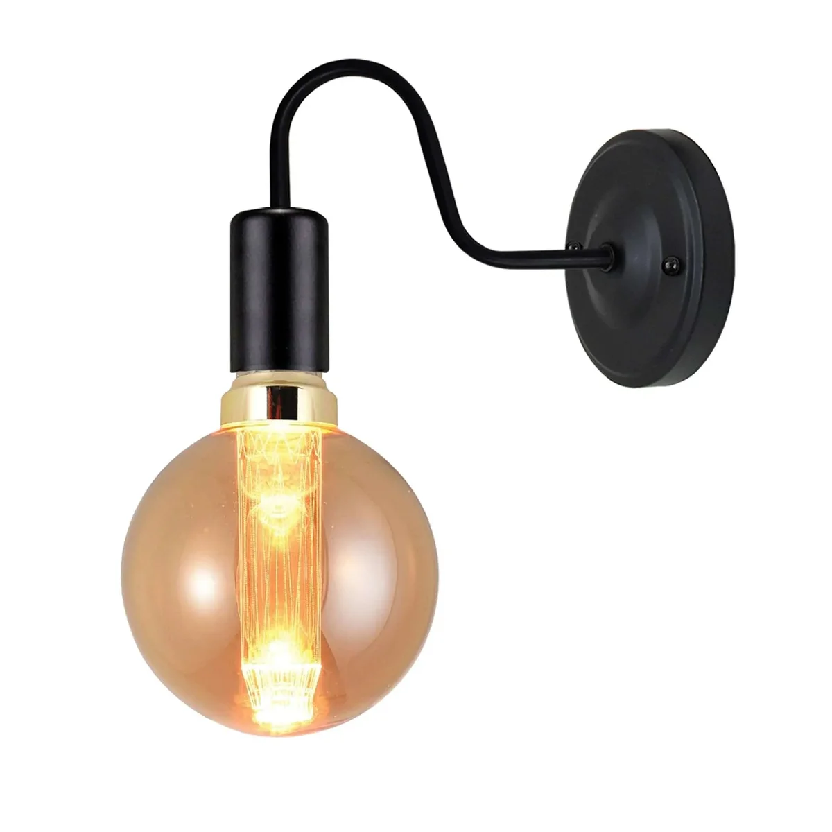 Antique black swan neck dimmable E27 wall lamp with metal finish, vintage industrial style for indoor use