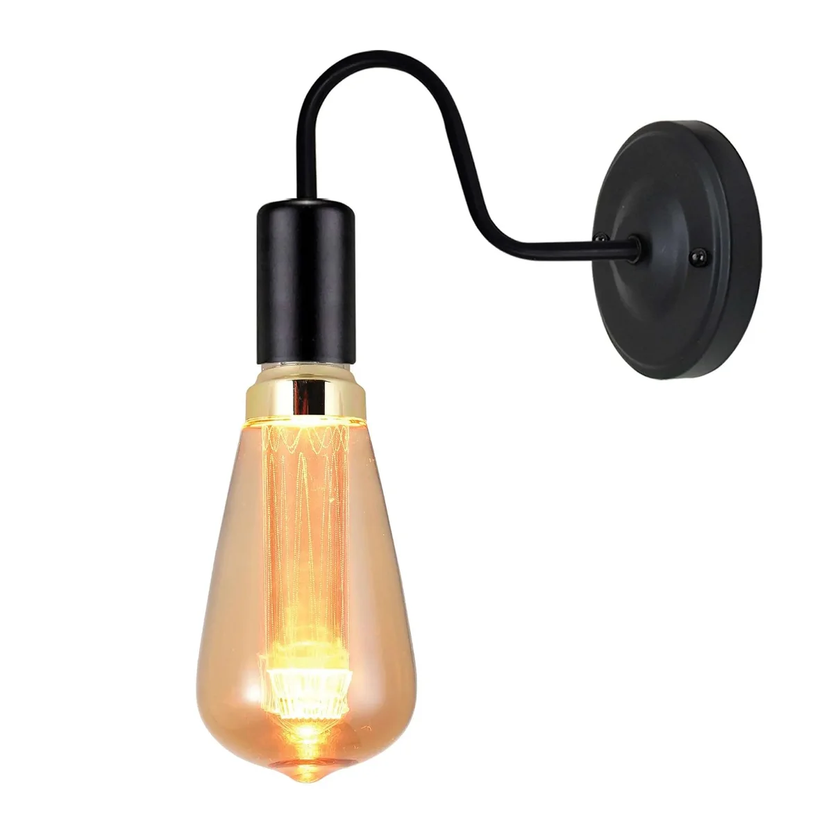 Antique black swan wall light with vintage metal swan neck design, indoor E27 bulb, dimmable and wall mounted
