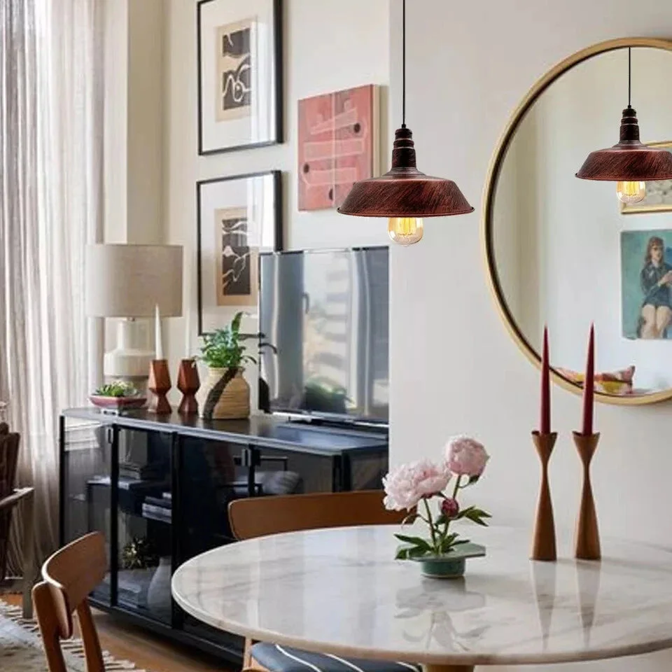 Vintage pendant light with polished metal finish and warm diffused glow, ceiling-mounted, E27 bulb holder, dimmable design