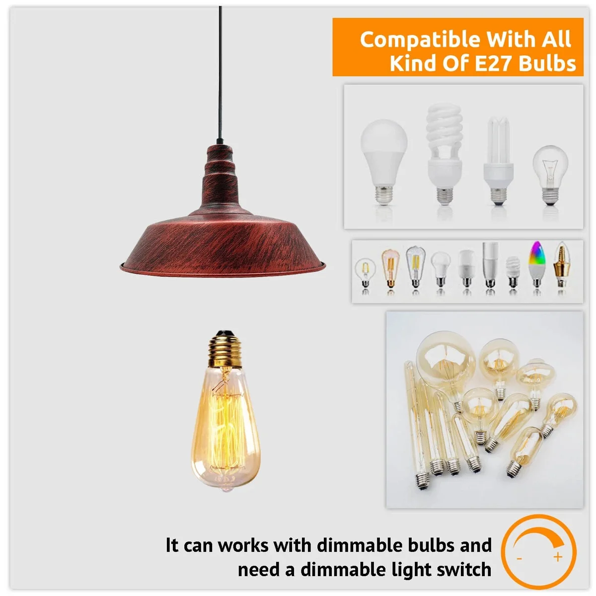 Vintage style metal pendant light with polished finish and warm diffused glow, ceiling mounted for indoor use
