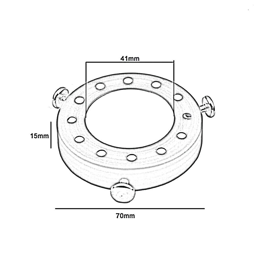 Black iron lamp spare parts showing a round ceiling pendant holder with a 7cm diameter and 4.1cm hole size