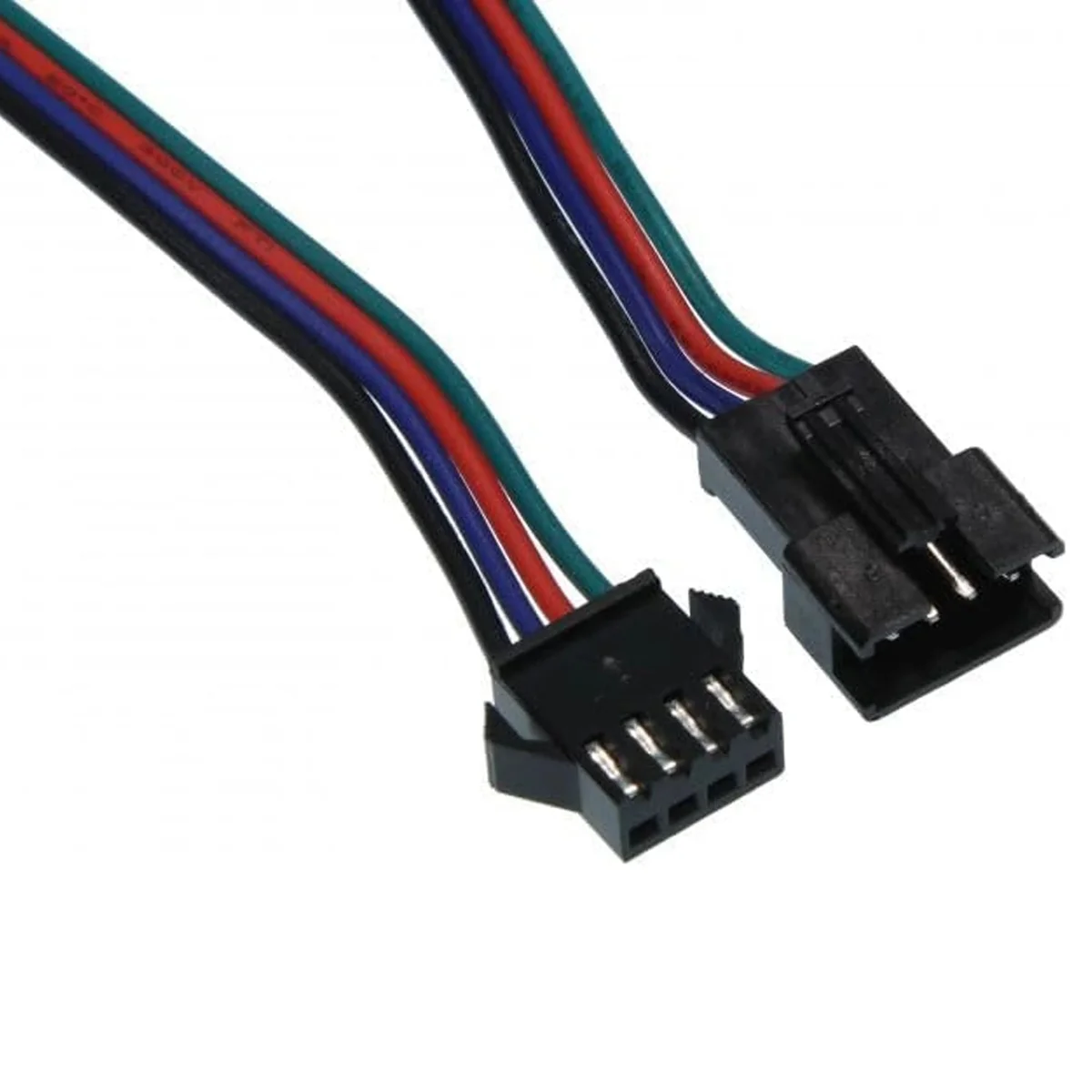 Three plastic LED strip light connector cables with JST male and female ends for easy installation and extension