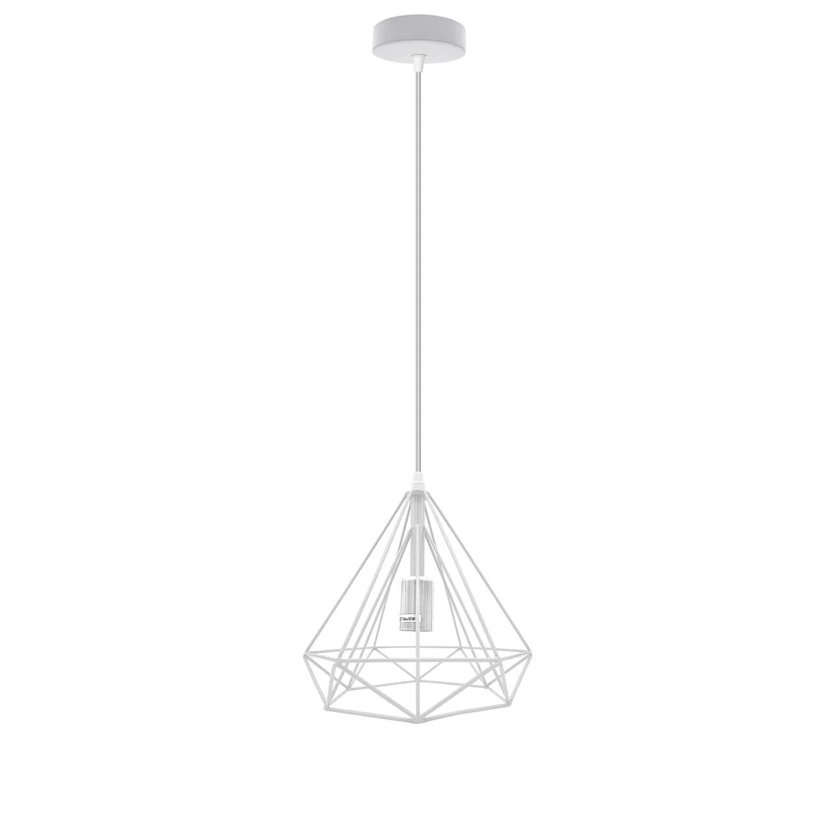 Vintage industrial metal diamond cage pendant light with 95cm cable, dimmable indoor light for warm ambiance