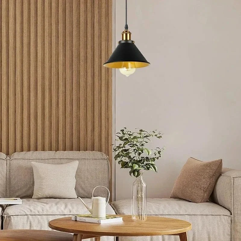 Industrial vintage pendant light with metal cone shade and 95cm adjustable PVC cable, ceiling mounted for indoor use