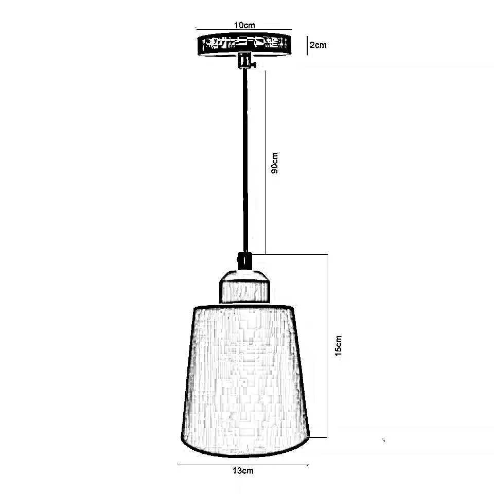 Rustic red industrial pendant light with metal E27 mug shade hanging from ceiling, suitable for indoor use