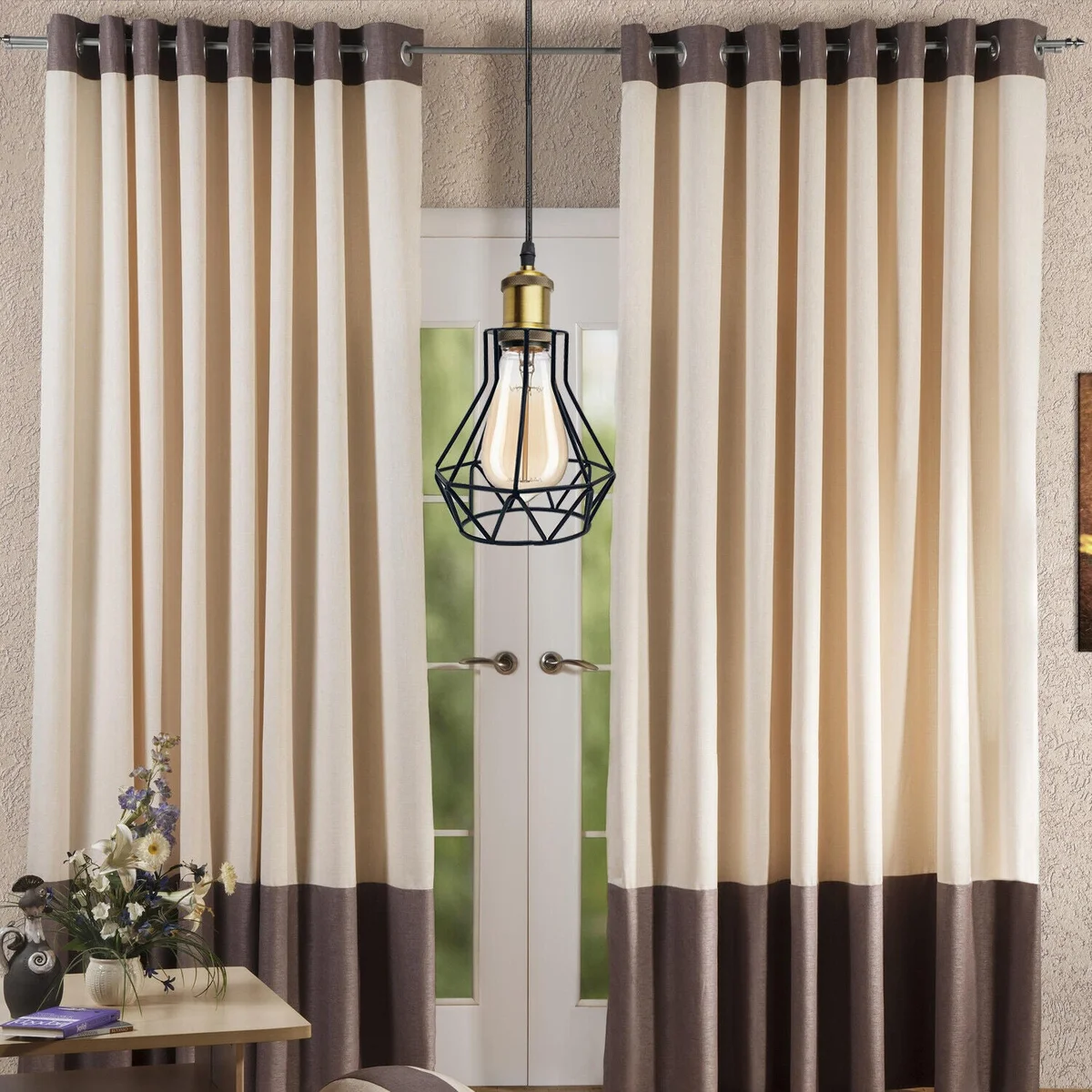 Three vintage retro cage pendant lights with adjustable chains, designed for E27 bulb pendant light fixtures in warm metal finish