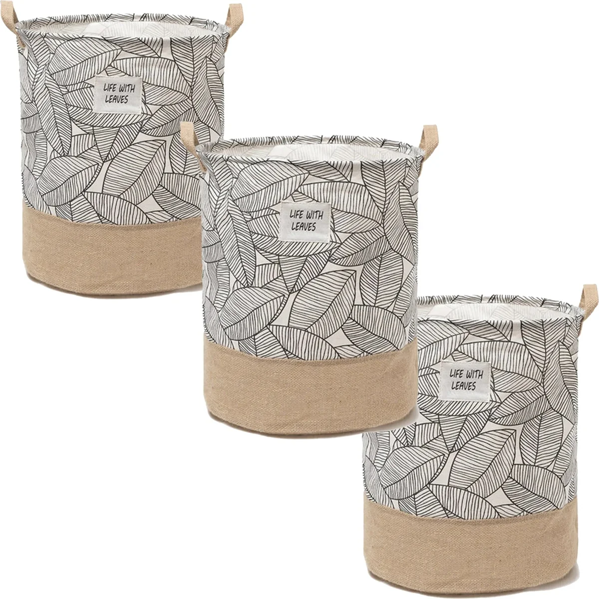 Foldable laundry basket made of cotton with waterproof lining, shown upright and empty for home storage use