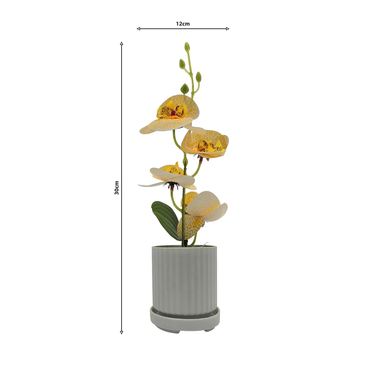 Artificial silk orchid flower in a modern pot, 30cm tall, ideal for indoor table decoration