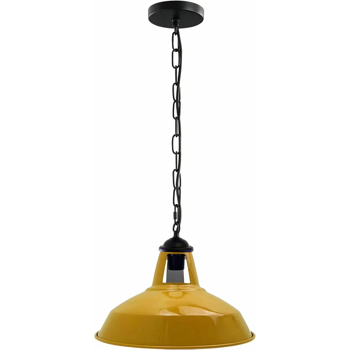 Green modern pendant kitchen island light with slotted metal design, adjustable wire and chain, angled hood for sloped ceilings