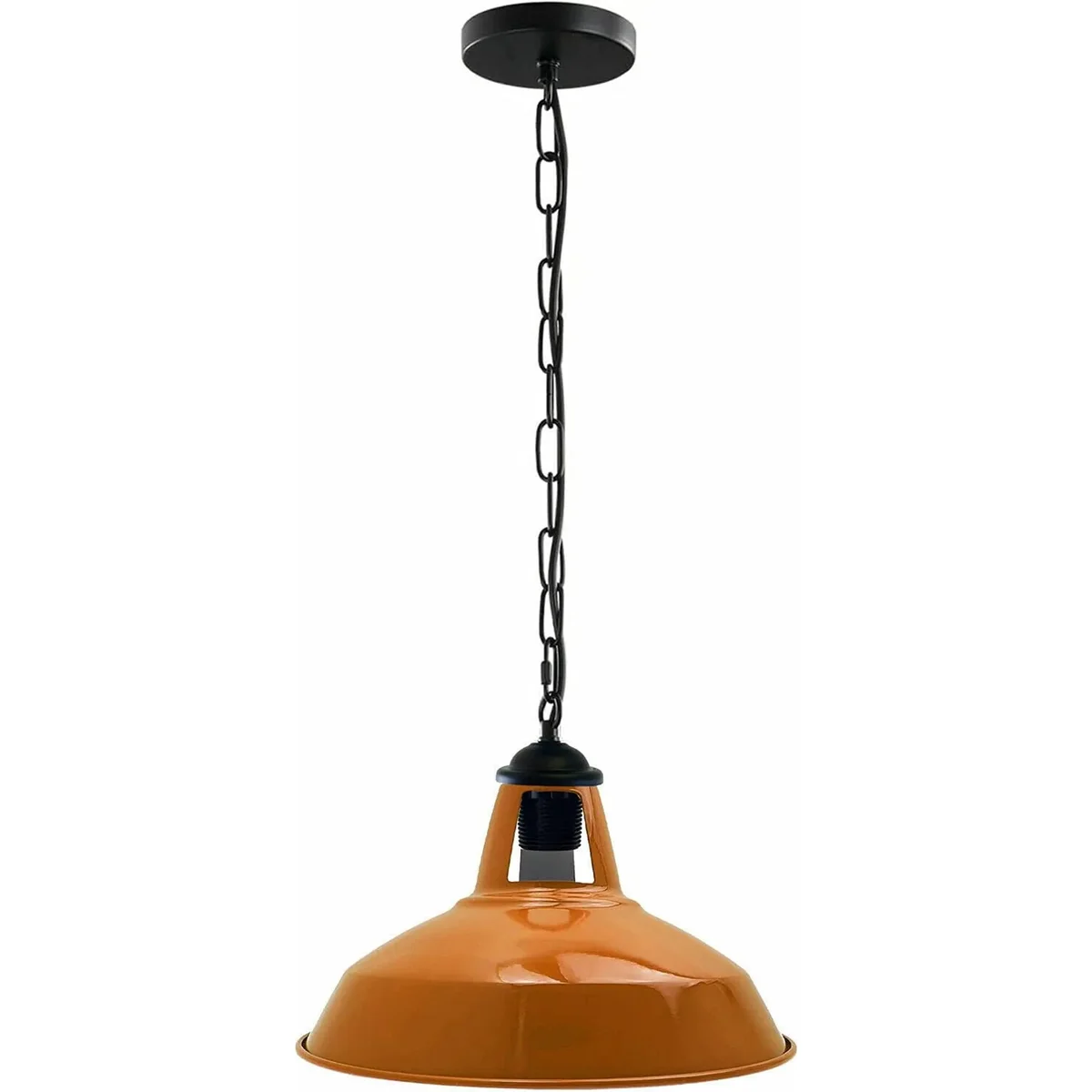 Modern pendant light with green slotted metal shade, adjustable wire and chain, angled base for sloped ceilings