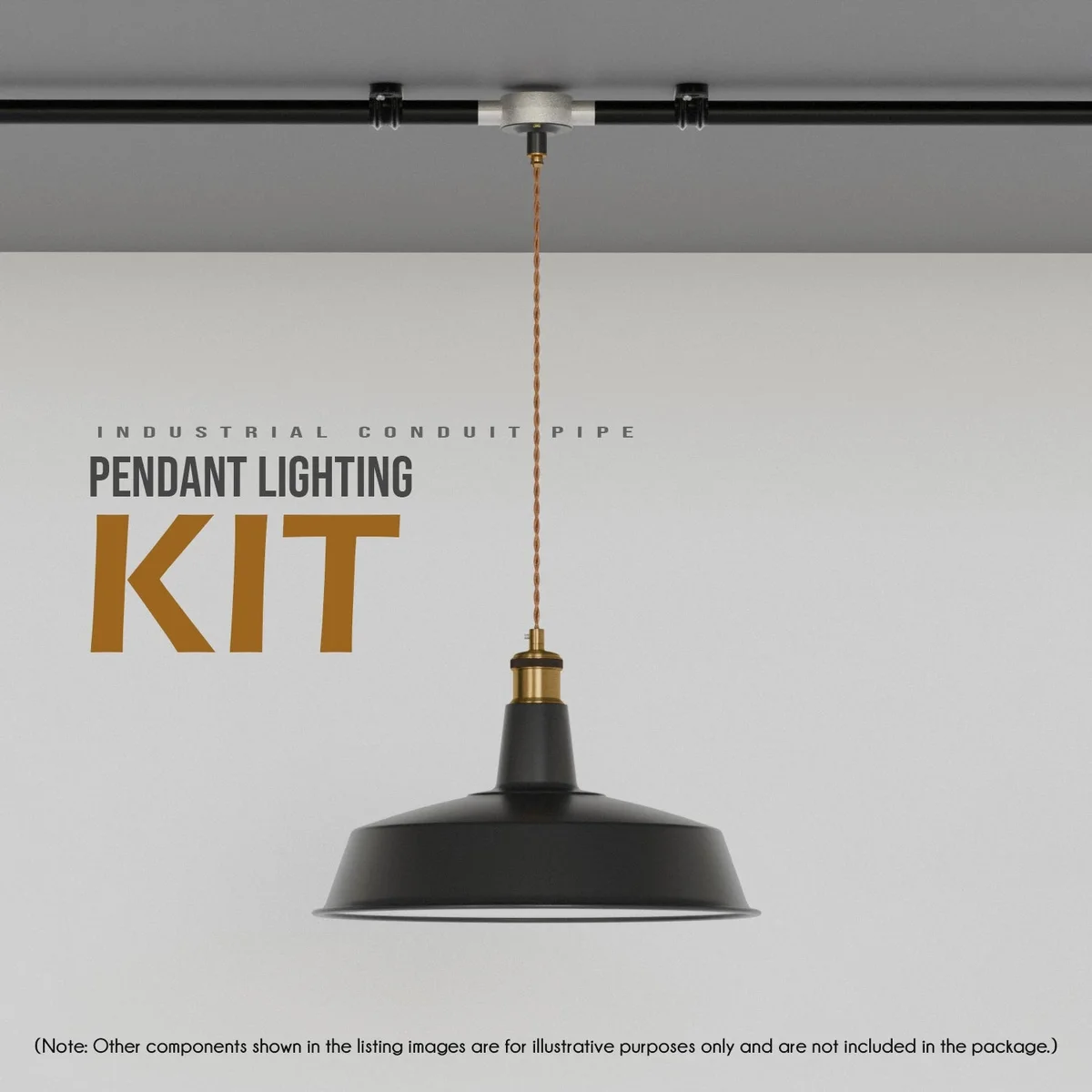 Large black ceiling light with industrial metal pendant design, 40cm diameter, dimmable with E27 bulb holder