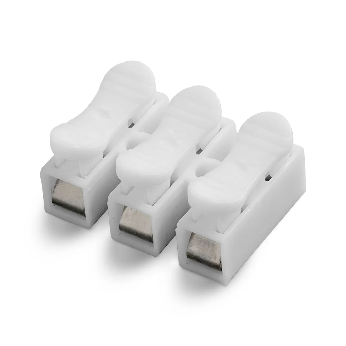 Self-locking quick splice connectors in translucent orange with metal contacts for secure wire splicing up to 250V