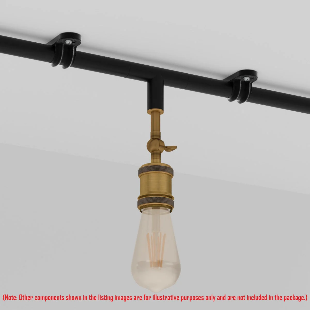 Metal L and Tee E27 conduit lighting connectors with adjustable arm holder and rotatable wall sconce for versatile lighting setups