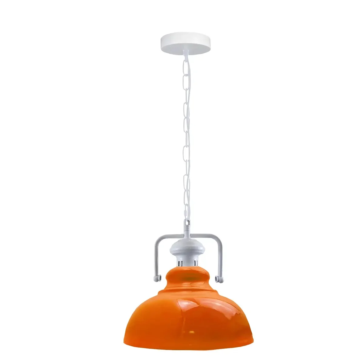 Rustic vintage metal industrial pendant light with single head shade and E27 bulb holder hanging from ceiling cord