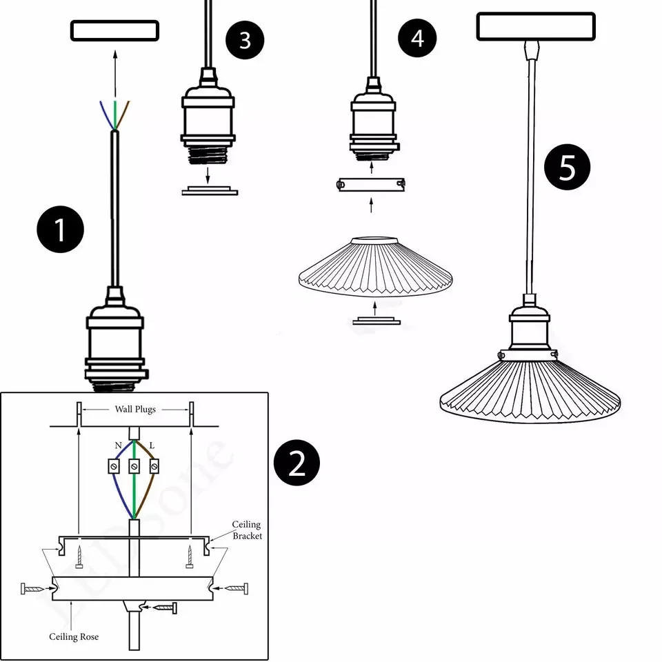 Indoor vintage pendant with amber glass shade and adjustable cord hanging from ceiling, single E27 bulb fixture