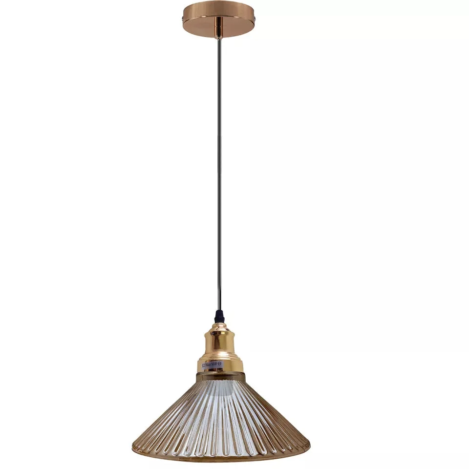 Vintage amber pendant light with adjustable amber glass shade and metal ceiling mount, single E27 bulb fixture hanging from cord