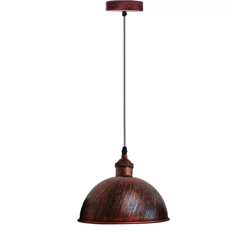Vintage style metal pendant light with polished metal shade and adjustable 95 cm PVC cable hanging from ceiling