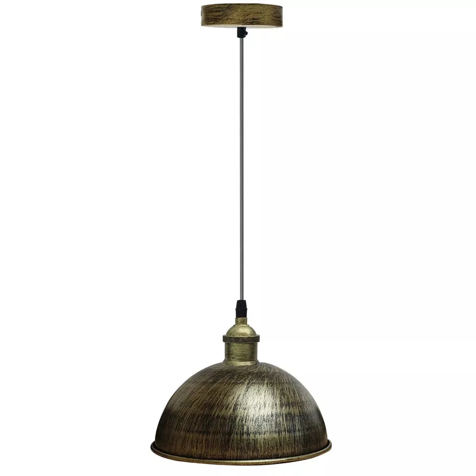 Vintage style metal pendant light with polished metal shade and adjustable 95cm cable, compatible with E27 bulbs