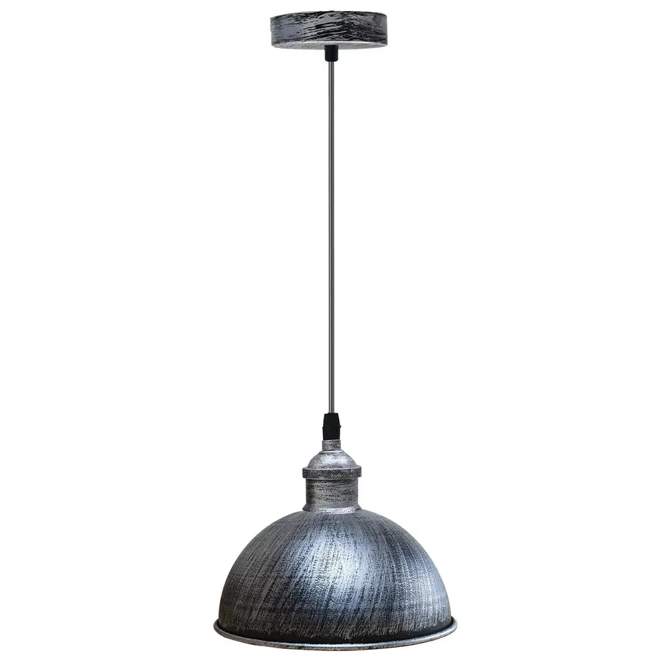 Vintage style metal pendant light with polished metal shade and adjustable 95 cm cable hanging from ceiling