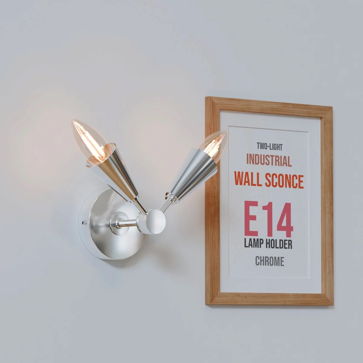 Modern Connie 2-light wall sconce with adjustable long cone shades and E14 bulb wall light in metal finish