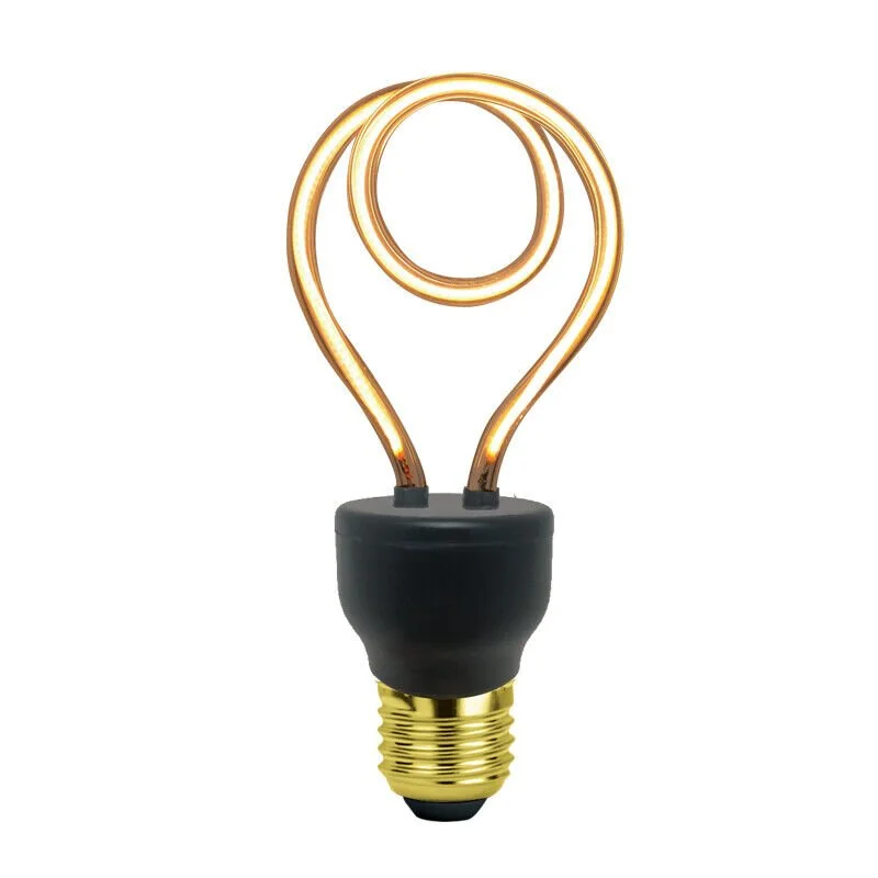 Vintage dimmable LED bulb with neon filament and transparent polycarbonate body, classic E27 Edison screw fitting