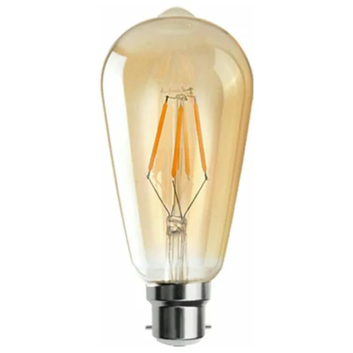 Vintage LED bayonet bulb ST64 with warm white light, clear glass and visible filament, B22 base, dimmable design