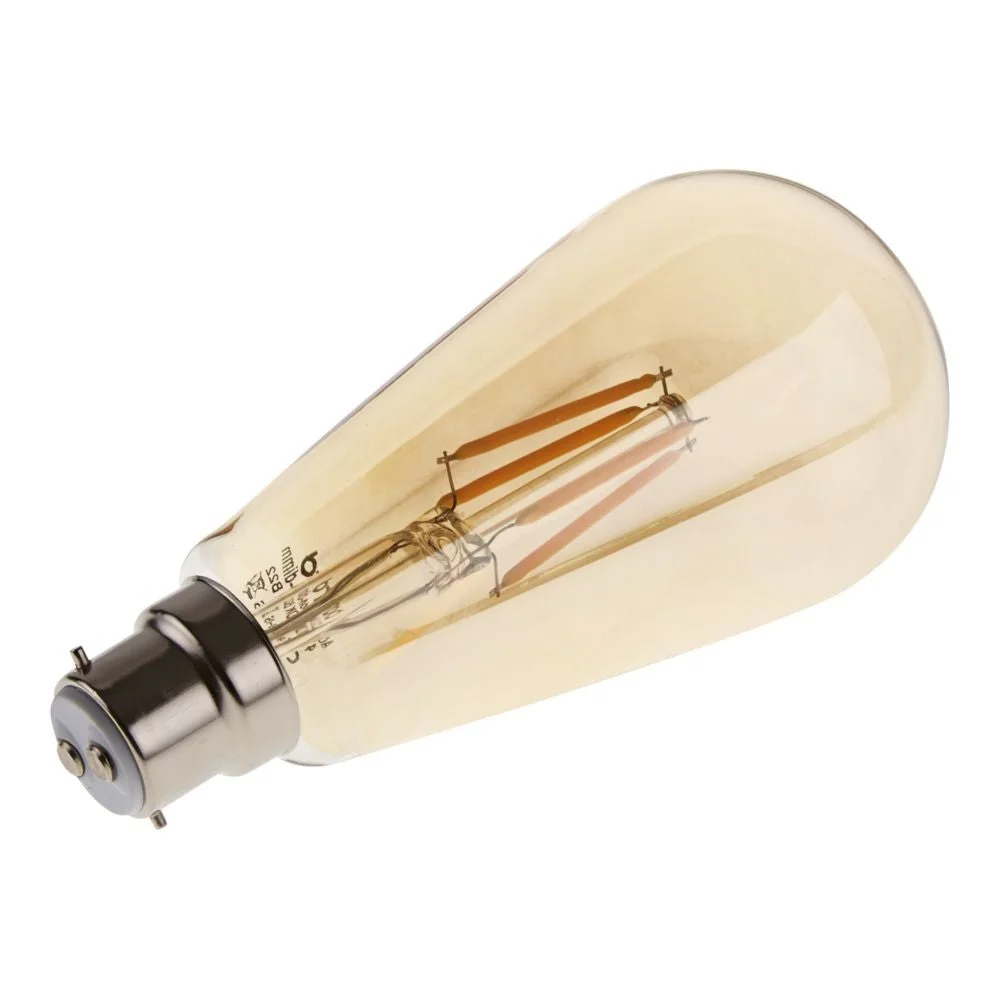 Vintage ST64 B22 energy saving LED bulb with dimmable warm white light and decorative squirrel cage filament design