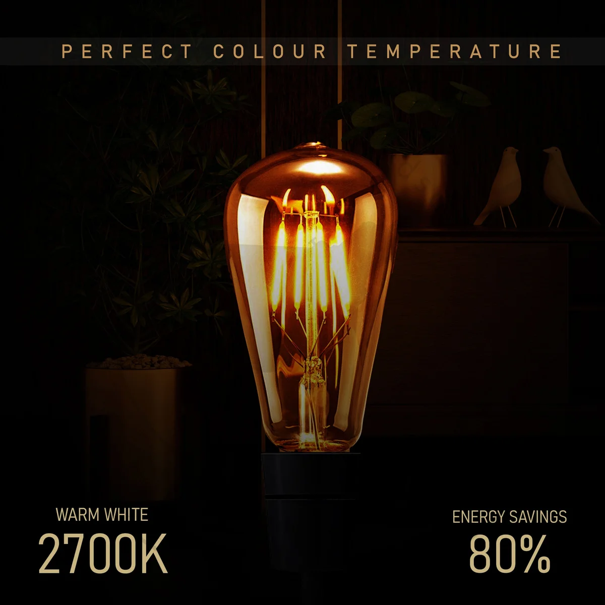 Vintage LED bayonet bulb ST64 with warm white light, B22 socket, dimmable, and decorative squirrel cage filament design