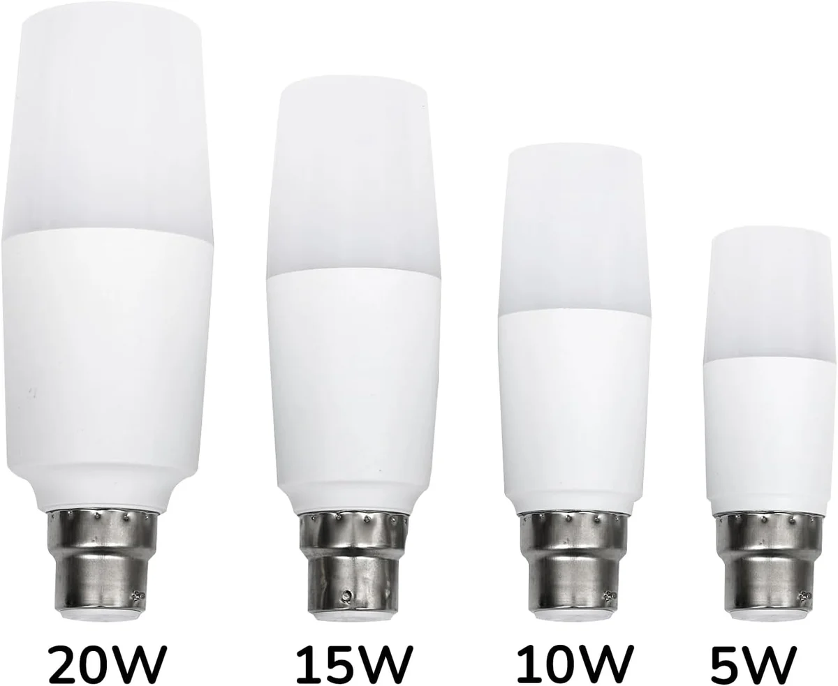 Dimmable LED bulb B22 T37 stick in cool white, slim tubular shape for narrow fixtures, energy-efficient lighting
