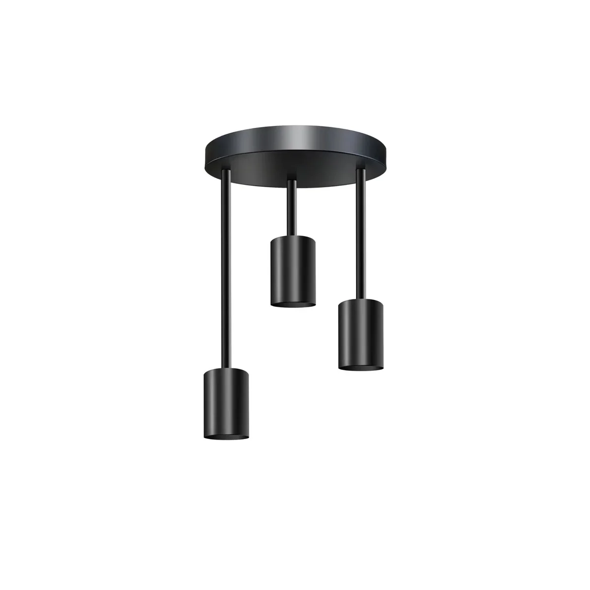 Modern black metal 3-way flush mount ceiling light with round base for indoor ceiling lighting in living spaces