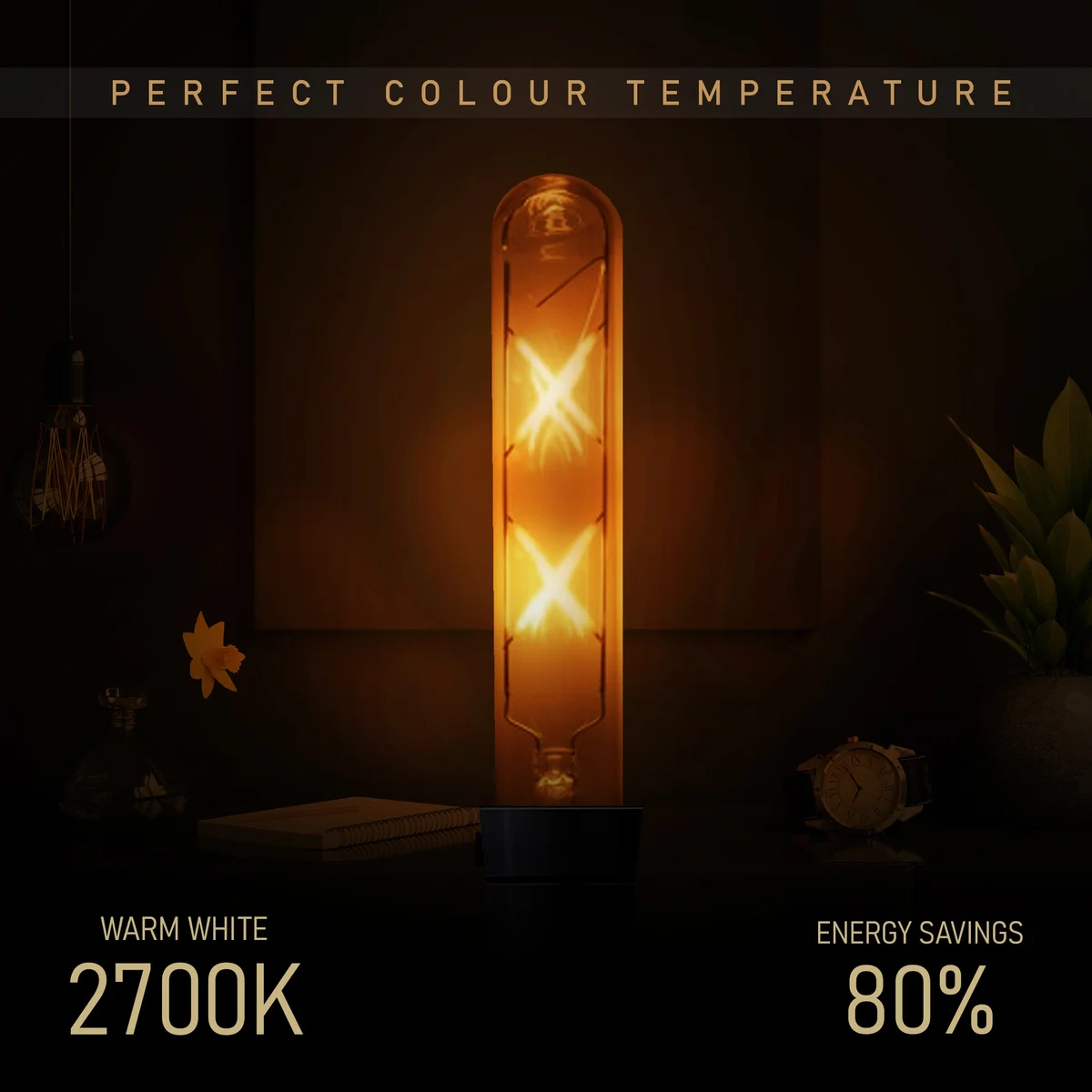 Vintage T185 B22 4W dimmable retro LED light bulb with warm white glow and classic bayonet base on white background