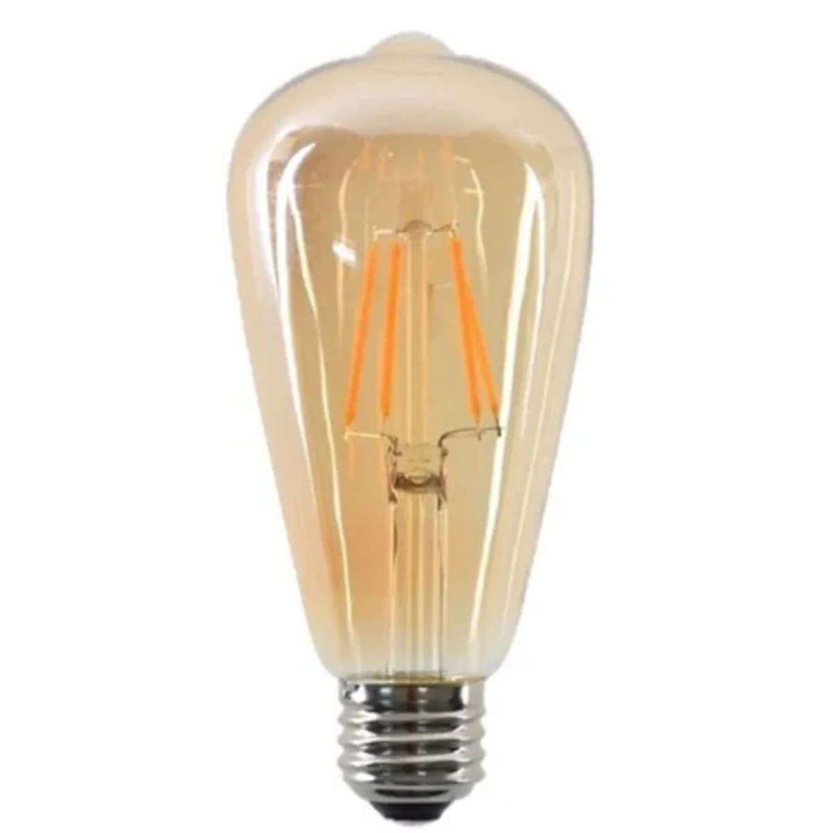 Vintage dimmable LED filament bulb with E27 base, clear glass and authentic quad loop filament design