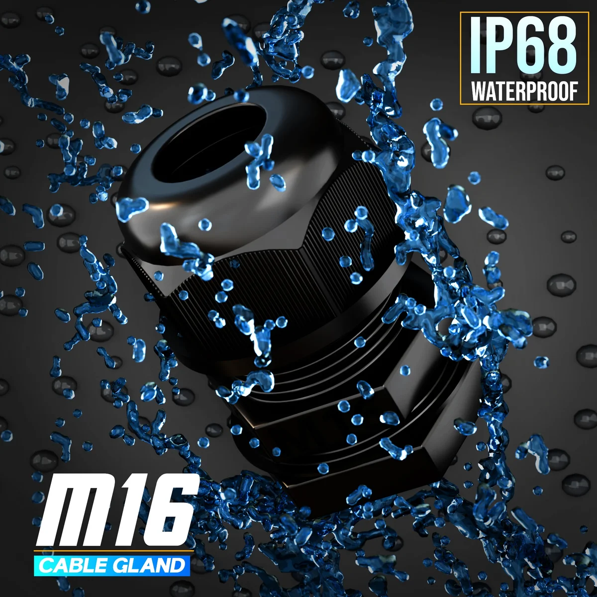 White and black nylon waterproof cable connector with IP68 rating for durable outdoor cable protection