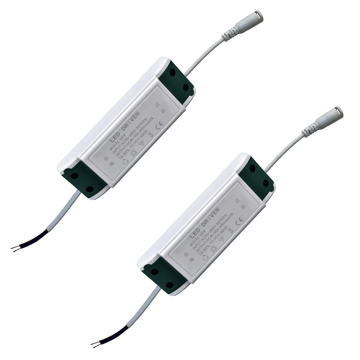 Compact LED transformer 85-265V with screw terminals, black plastic casing, and ventilation slots for cooling