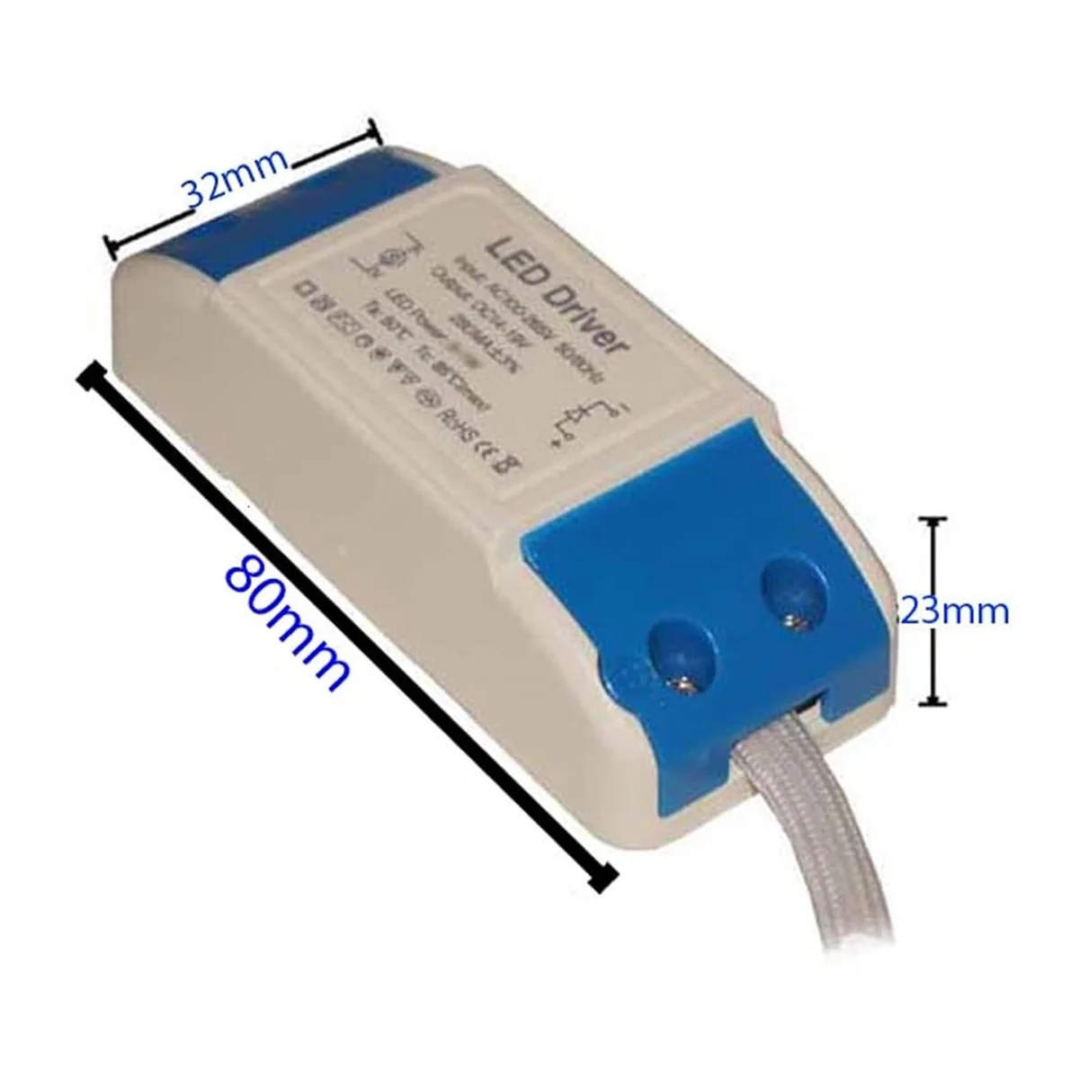 Two compact constant current LED drivers in black plastic casing with screw terminals for G4 MR11 MR16 LED lights
