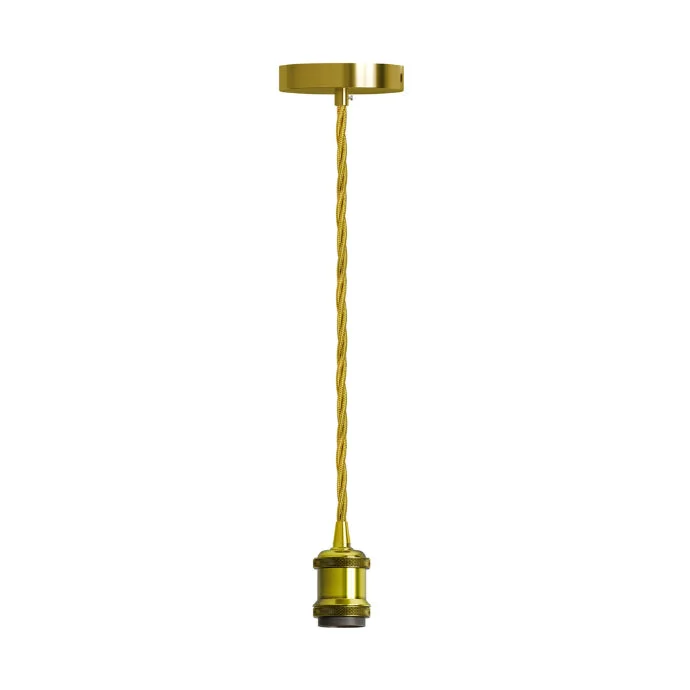 Fabric flex pendant lamp with 2m braided fabric cord and metal E27 holder, adjustable ceiling-mounted lighting fixture